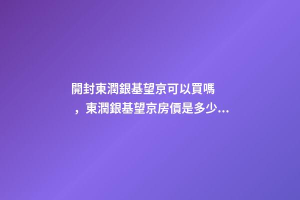 開封東潤銀基望京可以買嗎，東潤銀基望京房價是多少？